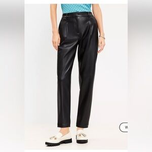 The Loft Pleated Tapered Pants in Faux Leather
